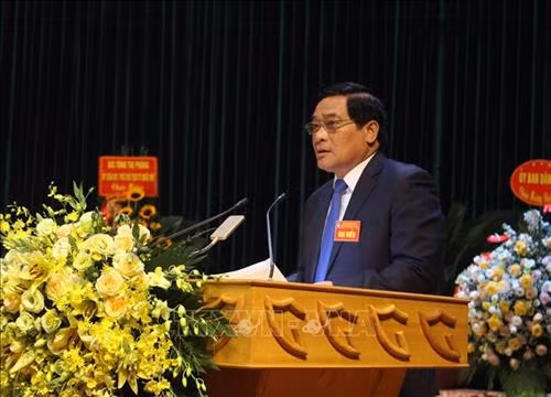 Ông Hà Ngọc Chiến, Chủ tịch Hội đồng dân tộc của Quốc hội phát biểu tại Đại hội. Ảnh: Tùng Lâm – TTXVN.