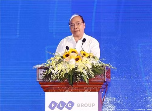 Thủ tướng Nguyễn Xuân Phúc phát biểu tại hội nghị. Ảnh: Thống Nhất – TTXVN