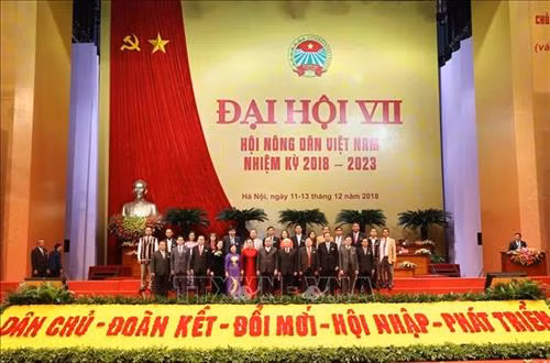 Tổng Bí thư, Chủ tịch nước Nguyễn Phú Trọng và các đồng chí lãnh đạo Đảng, Nhà nước chụp ảnh chung với các đại biểu tham dự Đại hội. Ảnh: Vũ Sinh - TTXVN