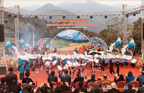 Chương trình nghệ thuật chào mừng Hội hoa Sở huyện Bình Liêu năm 2018. Ảnh: Trung Nguyên-TTXVN