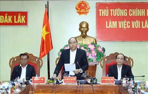 Thủ tướng Nguyễn Xuân Phúc phát biểu tại buổi làm việc. Ảnh: Thống Nhất –TTXVN