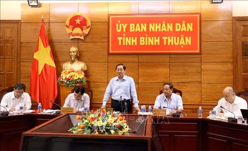 Đồng chí Lê Vĩnh Tân, Bộ trưởng Bộ Nội vụ phát biểu tại buổi làm việc. Ảnh: Nguyễn Thanh - TTXVN