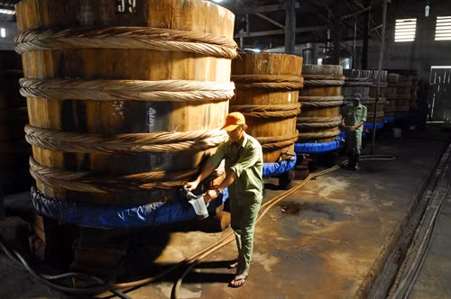Sản xuất nước mắm truyền thống tại Công ty Cổ phần nước mắm Phan Thiết (PT FISACO).