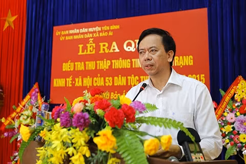 Thứ trưởng, Phó Chủ nhiệm Uỷ ban Dân tộc Phan Văn Hùng phát biểu tại Lễ ra quân.