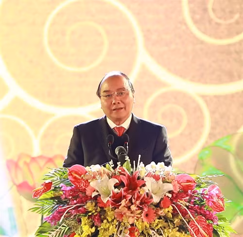 Thủ tướng Nguyễn Xuân Phúc phát biểu tại Lễ kỷ niệm. Ảnh: Thống Nhất-TTXVN