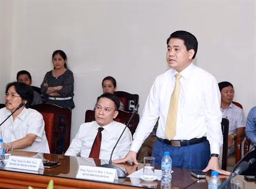 Ông Nguyễn Đức Chung, Ủy viên Trung ương Đảng, Chủ tịch UBND TP Hà Nội phát biểu. Ảnh: Hoàng Hùng - TTXVN
