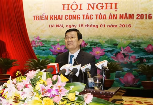 Chủ tịch nước Trương Tấn Sang phát biểu tại Hội nghị. Ảnh: Nguyễn Khang – TTXVN