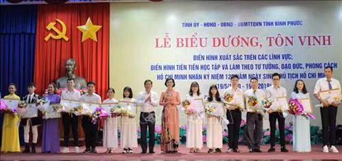 Các tập tể và cá nhân được tuyên dương tại lễ biểu dương, tôn vinh. Ảnh: Dương Chí Tưởng -TTXVN
