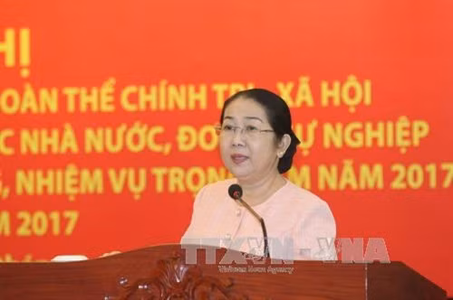 Phó Bí thư Thành ủy Nguyễn Thị Dung phát biểu tại Hội nghị. Ảnh: Thanh Vũ – TTXVN