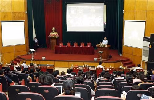 Quang cảnh hội nghị tại điểm cầu Hà Nội. Ảnh: Dương Ngọc – TTXVN
