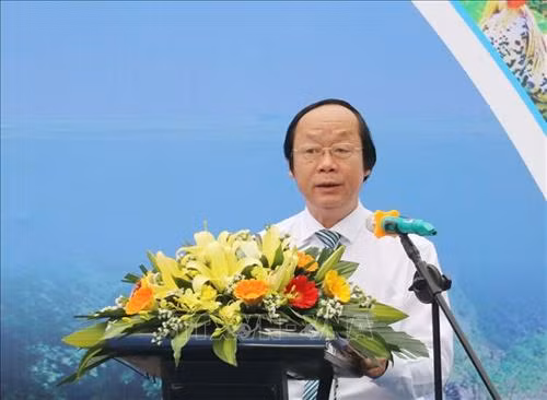 Ông Võ Tuấn Nhẫn, Thứ trưởng Bộ Tài nguyên và Môi trường phát biểu tại lễ mít tinh. Ảnh: Ninh Đức Phương - TTXVN