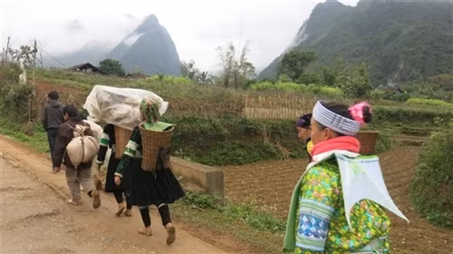 Trên những nẻo đường xuống chợ, quẩy tẩu chứa các loại hàng hóa mang đi bán.
