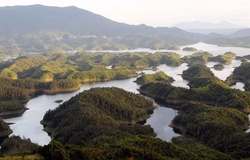 Mặt hồ hơn 3.600 ha với nhiều hòn đảo lớn nhỏ nằm rải rác tạo nên vẻ đẹp kỳ vỹ của Khu bảo tồn thiên nhiên Tà Đùng.