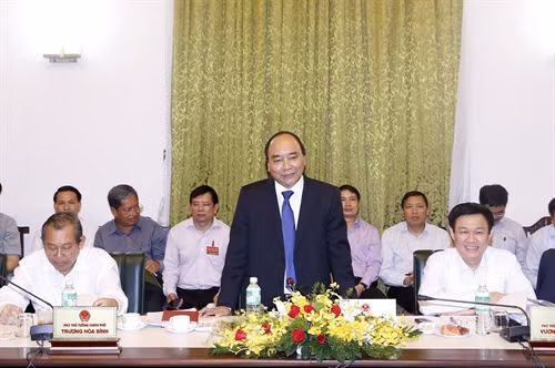 Thủ tướng Nguyễn Xuân Phúc phát biểu tại buổi làm việc. Ảnh: Thống Nhất-TTXVN