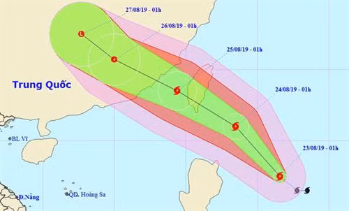 Sơ đồ dự báo bão Bailu đang hoạt động gần Biển Đông. Ảnh: nchmf.gov.vn