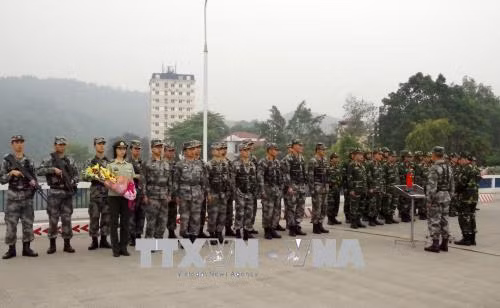 Bộ đội Biên phòng hai nước triển khai tuần tra song phương. Ảnh: TTXVN phát