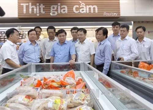 Chủ tịch UBND Thành phố Hồ Chí Minh Nguyễn Thành Phong khảo sát nguồn hàng bình ổn thị trường trong hệ thống Saigon Co.op ngày 25/01/2017. Ảnh: Thanh Vũ - TTXVN.