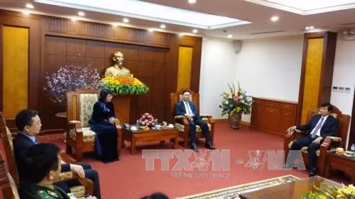 Phó Chủ tịch nước Đặng Thị Ngọc Thịnh làm việc với Ban Thường vụ Tỉnh ủy Hòa Bình. Ảnh: Nhan Sinh- TTXVN