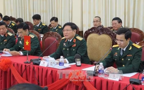 Đại tướng, Bộ trưởng Bộ Quốc phòng Ngô Xuân Lịch phát biểu tại buổi hội đàm. Ảnh: Văn Sơn-TTXVN