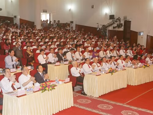 Tổng Bí thư Nguyễn Phú Trọng và các đại biểu dự Lễ kỷ niệm. Ảnh: Trí Dũng - TTXVN