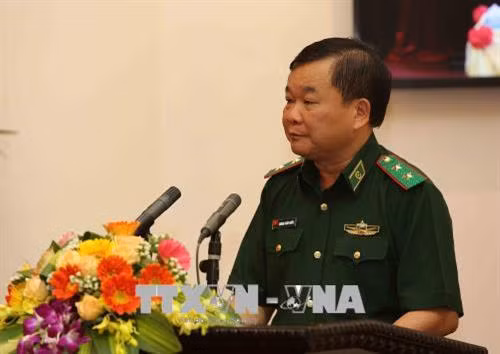 Trung tướng Hoàng Xuân Chiến, Ủy viên Trung ương Đảng, Ủy viên Quân ủy Trung ương, Tư lệnh Bộ đội Biên phòng phát biểu. Ảnh: Dương Giang - TTXVN