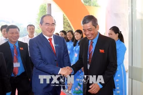 Bí thư Thành ủy thành phố Hồ Chí Minh Nguyễn Thiện Nhân đến dự đại hội. Ảnh: Thanh Vũ - TTXVN