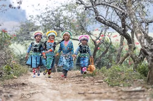 Trẻ em Mông xúng xính đón Tết. Ảnh: kinhtenongthon.com.vn