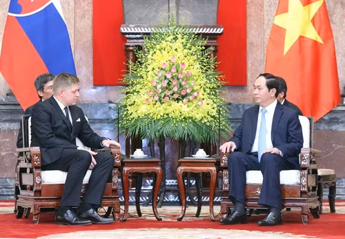 Chủ tịch nước Trần Đại Quang tiếp Thủ tướng Slovakia, Ngài Robert Fico đang thăm chính thức Việt Nam. Ảnh: Nhan Sáng-TTXVN