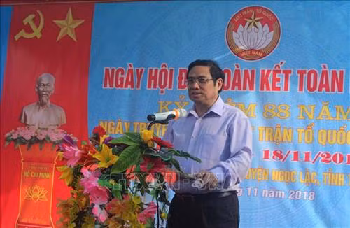 Đồng chí Phạm Minh Chính phát biểu tại ngày hội. Ảnh: Trịnh Duy Hưng-TTXVN
