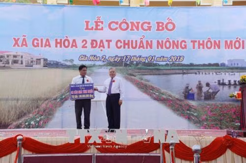 Tỉnh ủy Sóc Trăng tặng 2 căn nhà tình nghĩa cho gia đình chính sách xã Gia Hòa 2. Ảnh: Hoài Thu - TTXVN