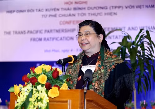 Phó Chủ tịch Quốc hội Tòng Thị Phóng phát biểu tại hội nghị. Ảnh: An Đăng - TTXVN