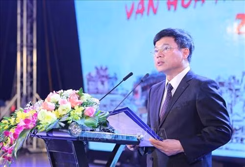 Ông Ngô Văn Quý, Phó Chủ tịch UBND thành phố Hà Nội phát biểu khai mạc Lễ hội. Ảnh: Thành Đạt – TTXVN