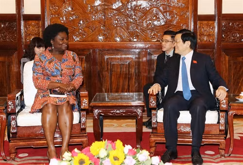 Chủ tịch, Chủ tịch nước Trương Tấn Sang tiếp bà Victoria Kwakwa, Giám đốc Quốc gia Ngân hàng Thế giới (WB)tại Việt Nam. Ảnh: Nguyễn Khang – TTXVN