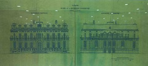 Bản thảo bản vẽ mặt đứng trước và sau Dinh thống sứ Bắc Kỳ lập năm 1909. Ảnh: anninhthudo.vn