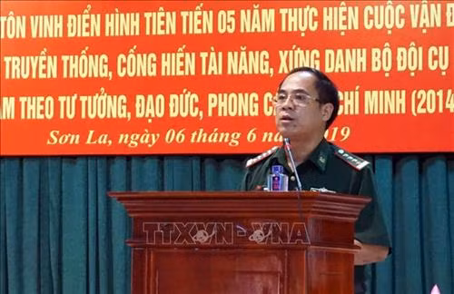 Đại diện Bộ Chỉ huy Bộ đội Biên phòng tỉnh Sơn La khai mạc Hội nghị. Ảnh: Diệp Anh - TTXVN