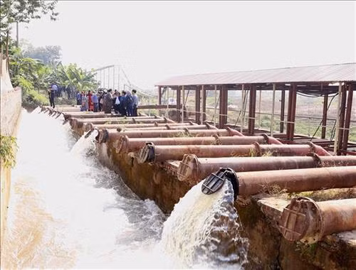 Trạm bơm Thanh Điềm, huyện Mê Linh. Ảnh: Vũ Sinh - TTXVN