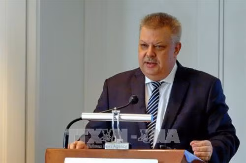 Ông Aleksey Popov, Tổng Lãnh sự Liên bang Nga tại Thành phố Hồ Chí Minh phát biểu tại Diễn đàn. Ảnh: Thế Anh-TTXVN