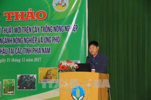 Ông Lê Quốc Thanh, Phó Giám đốc Viện Khoa học nông nghiệp Việt Nam, phát biểu tại Hội thảo. Ảnh: Minh Trí - TTXVN