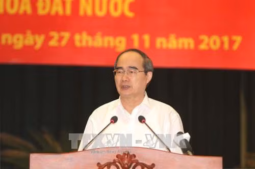 Đồng chí Nguyễn Thiện Nhân phát biểu chỉ đạo hội nghị. Ảnh: Thanh Vũ-TTXVN