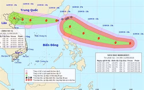 Hai cơn bão đang nối đuôi nhau. Nguồn: nchmf.gov.vn