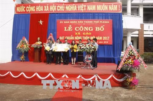 Lễ công bố xã Gào đạt chuẩn nông thôn mới giai đoạn 2016-2020. Ảnh: Hồng Điệp - TTXVN