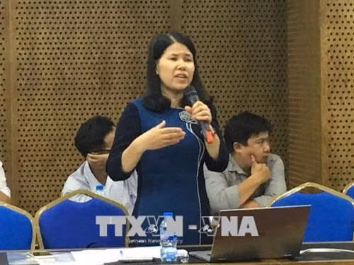 Tiến sĩ Đặng Thị Thu Hoài, Viện Nghiên cứu Quản lý Kinh tế Trung ương phát biểu tại hội thảo. Ảnh: Phan Thanh Vũ-TTXVN.