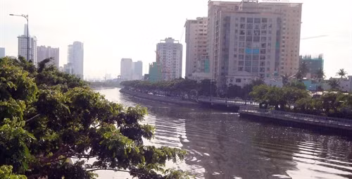Mảng xanh hai bên bở kênh Bến Nghé