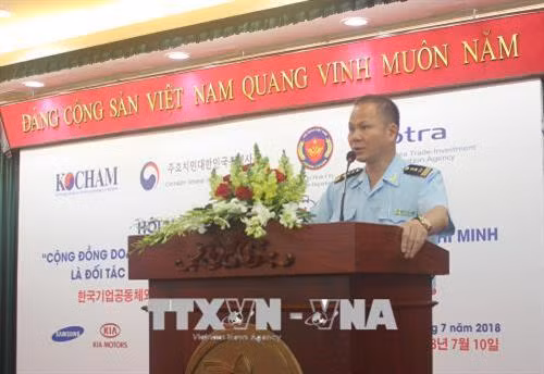 Ông Đinh Ngọc Thắng, Cục trưởng Cục Hải quan Thành phố Hồ Chí Minh phát biểu khai mạc hội nghị. Ảnh: Xuân Anh – TTXVN