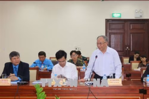 Giáo sư, Tiến sĩ Hoàng Chí Bảo phát biểu tại Hội thảo. Ảnh: Thanh Vũ-TTXVN