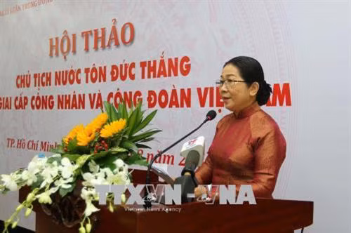 Bà Võ Thị Dung, Phó Bí thư Thành ủy Thành phố Hồ Chí Minh phát biểu. Ảnh: Thanh Vũ – TTXVN