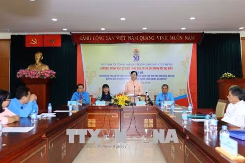 Chủ tịch HĐND Thành phố Hồ Chí Minh Nguyễn Thị Quyết Tâm phát biểu tại buổi đối thoại. Ảnh: Thanh Vũ-TTXVN