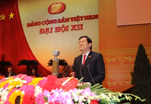 Đồng chí Trương Tấn Sang, Ủy viên Bộ Chính trị, Chủ tịch nước CHXHCN Việt Nam đọc Diễn văn khai mạc Đại hội. Ảnh: TTXVN