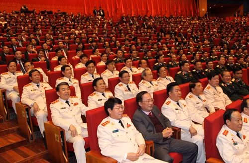 Đoàn đại biểu Công an Trung ương tham dự phiên khai mạc Đại hội. Ảnh: TTXVN