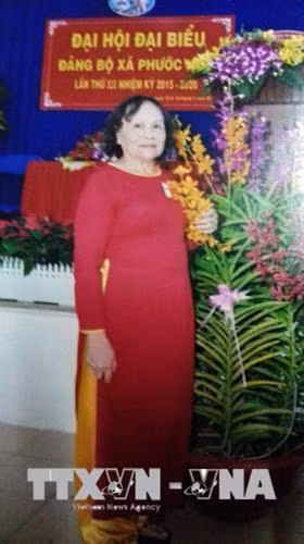 Bà Nguyễn Ngọc Huệ tích cực tham gia các hoạt động xã hội tại địa phương. Ảnh: TTXVN phát